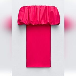 NEW ZARA WOMEN’S SHOULDER DRESS, STRETCH END SHORTS SLEEVES SIZE M.